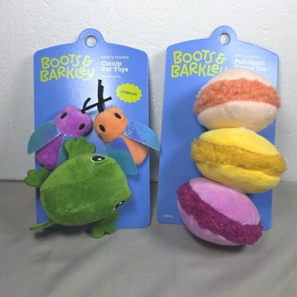 Boots &‎ Barkley Catnip Bundle Bug Crinkles And Macarons New Cat Kitten Toys